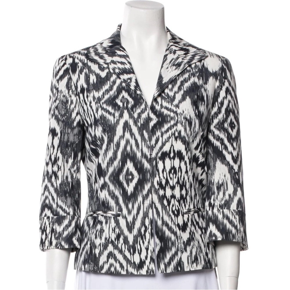 Lafayette 148 Abstract Art-to-Wear Ikat Print Blazer Jacket